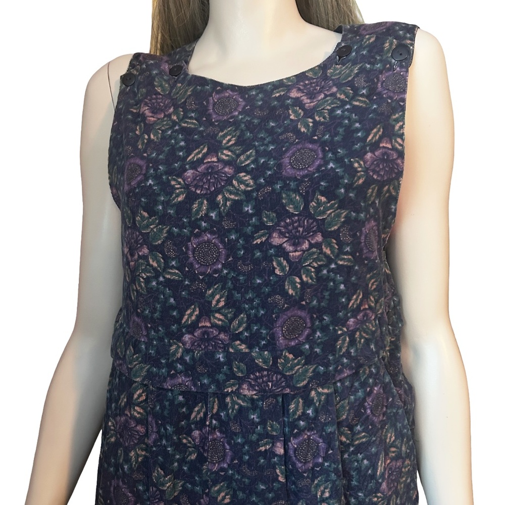 Vintage 80s Laura Ashley Prairie Jumpsuit Romper Playsuit Floral Jumper Corduroy - Picture 4 of 16